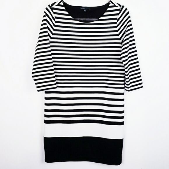 Chaus Black & White Fully Lined‎ Classic Stripe Dress Nautical Size Medium - Picture 1 of 7